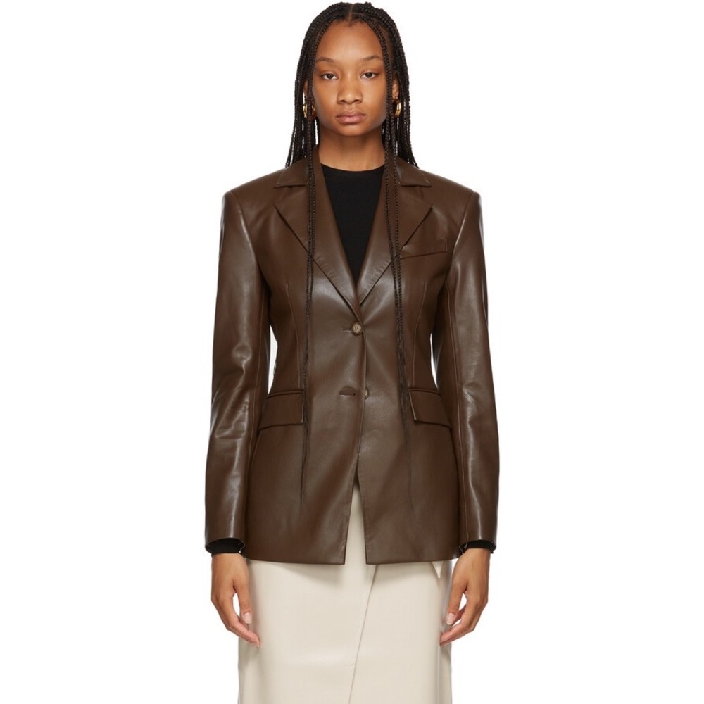 DANIER Italian Leather Brown Blazer